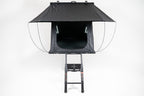 Black outdoor canopy tent on a white background