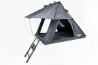 Gray camping tent with ladder on a white background
