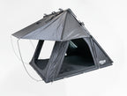 Gray tent with mesh side on a white background