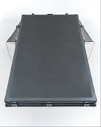 Black carbon roof top tent openin studio with white backround